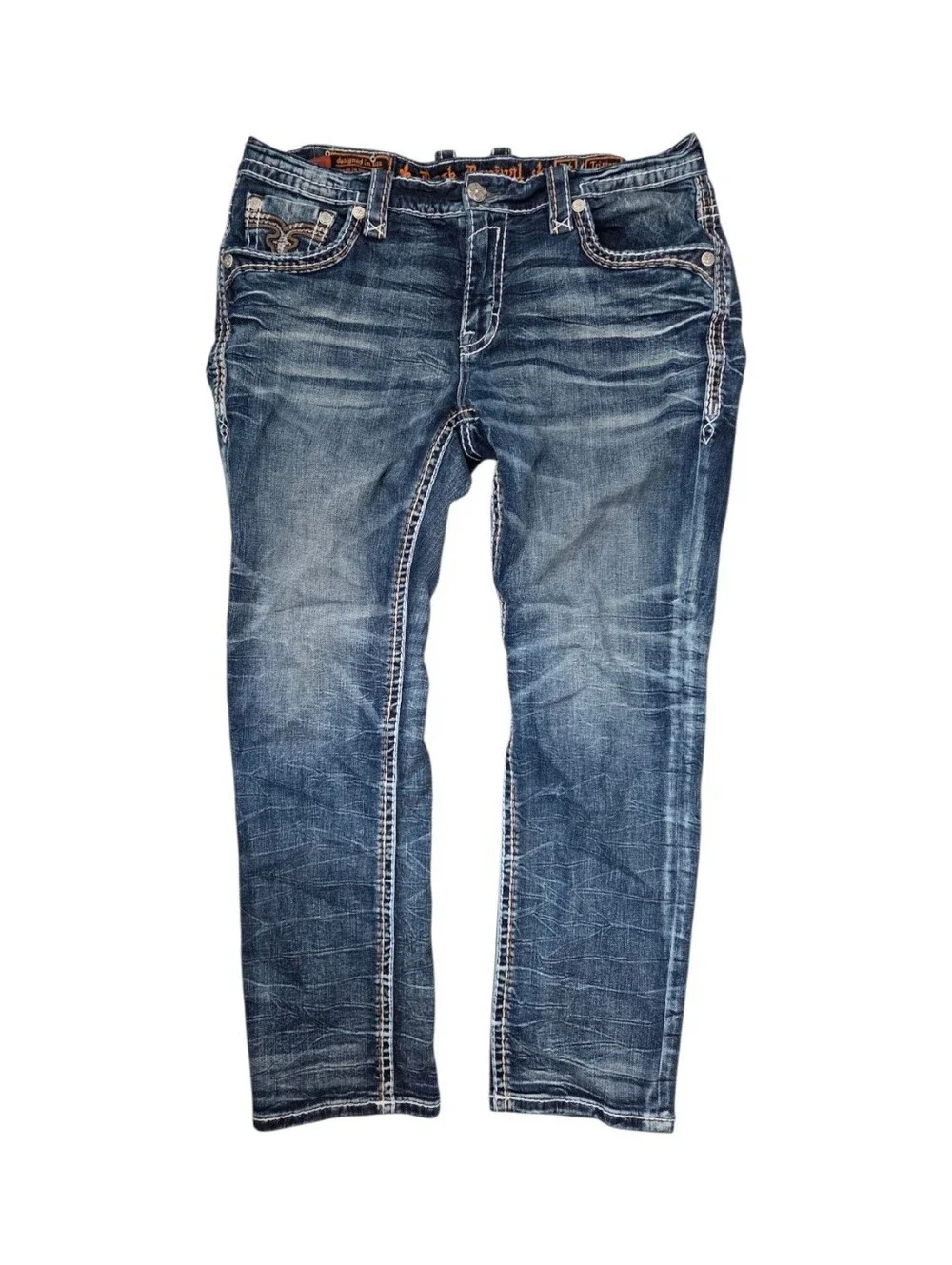 Rock Revival Jeans Slim Straight Tristan Men's Size 38x30 EUC